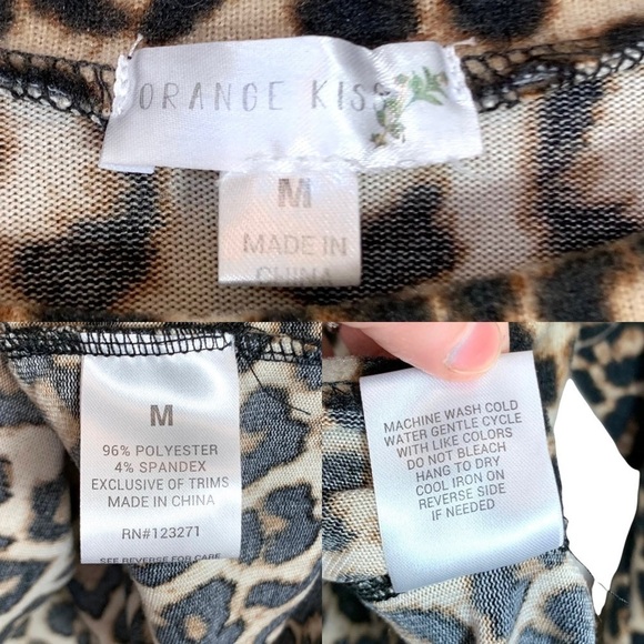 Orange Kiss Pullover Leopard Cheetah Long Sleeve Cozy Sweater Size Medium - Picture 8 of 14